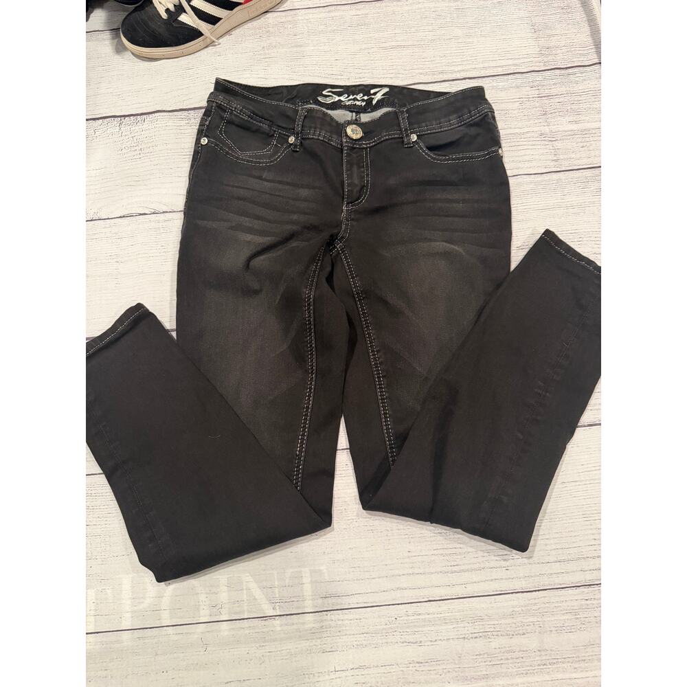 Seven7 Black Skinny Leg Denim Jeans Size 8